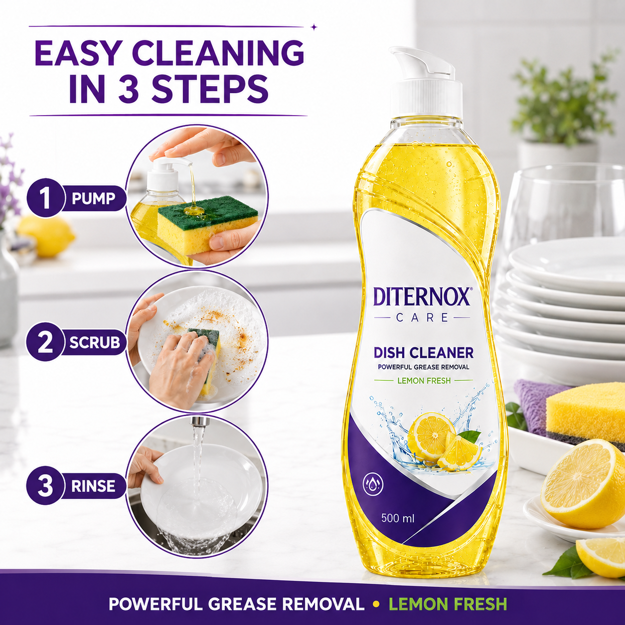 Diternox Care Dish Cleaner – Lemon Fresh - Image 2