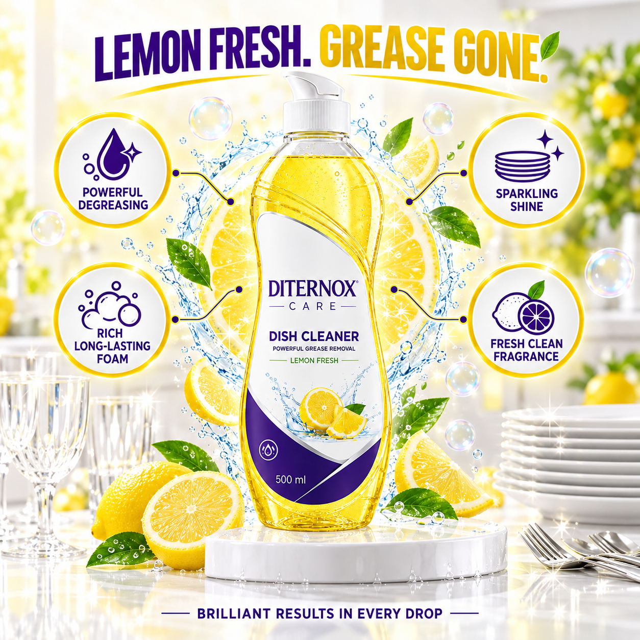 Diternox Care Dish Cleaner – Lemon Fresh - Image 3